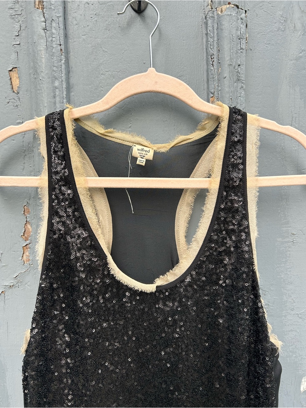 Wilfred Black Sequins Silk Racerback Tank Top - Picture 4 of 9
